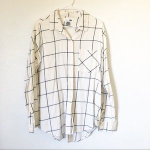 White & Grey Long Sleeve Ladies Flannel Large